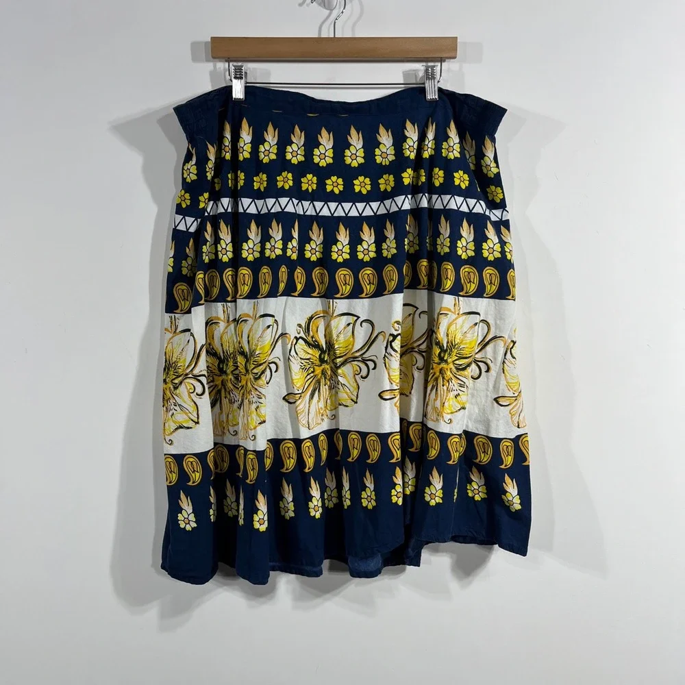 Studio West  Boho Renfair Fairy Grunge Floral Paisley Cotton Midi Skirt XL 90s